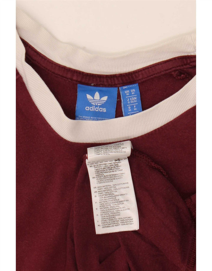 Adidas Mens Camiseta Top Médio Algodão Borgonha