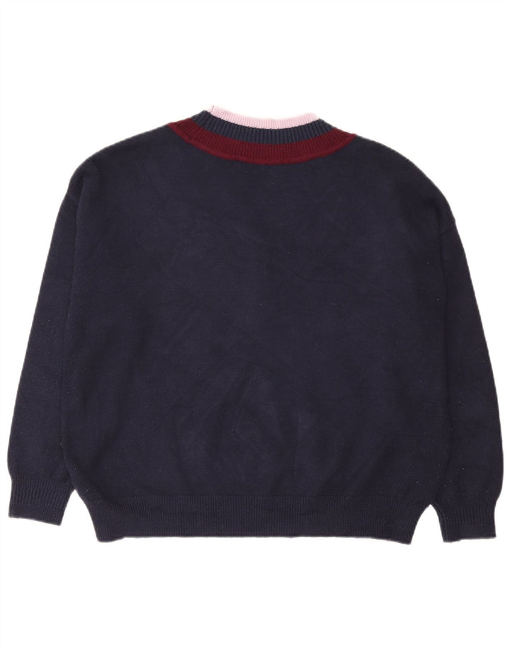 Suéter feminino Marks & Spencer com decote em V Reino Unido 16 grande azul marinho