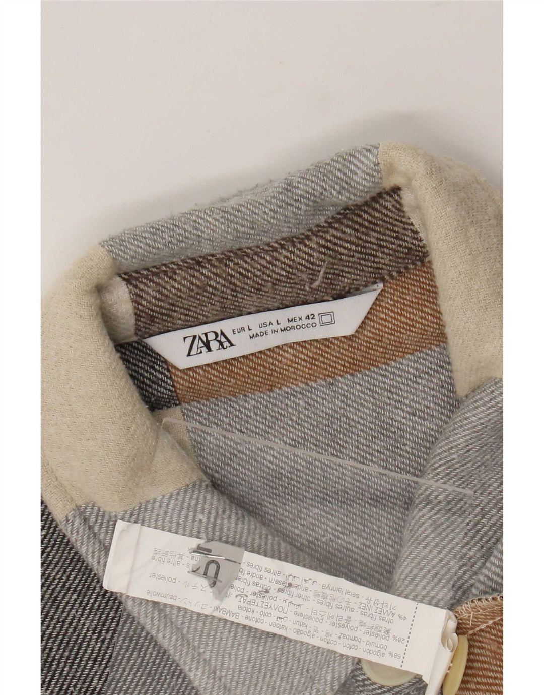 Camisa masculina de flanela Zara grande algodão xadrez multicolorido