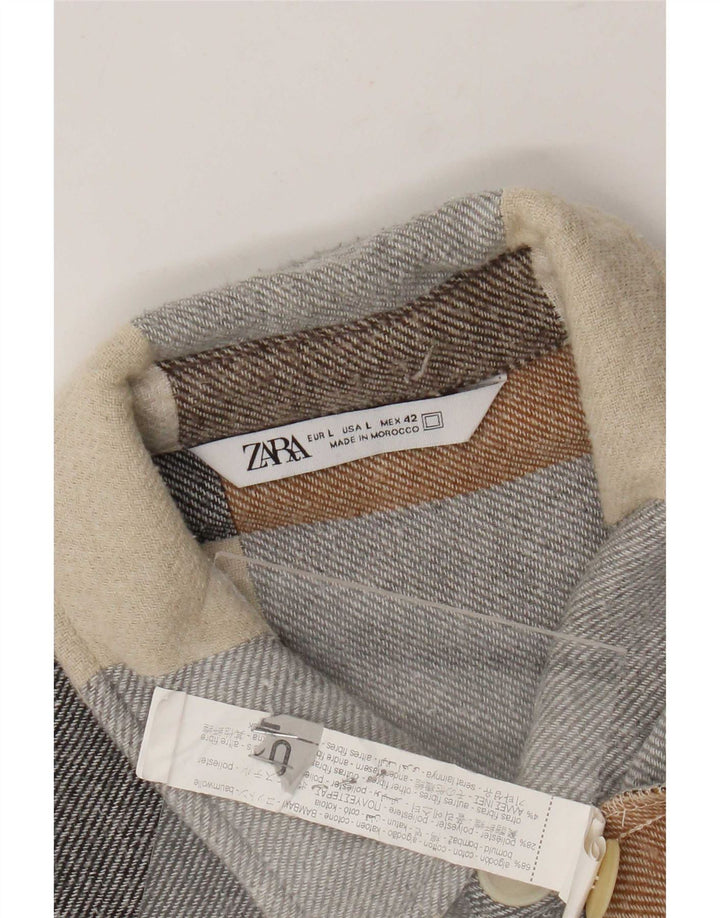 Camisa masculina de flanela Zara grande algodão xadrez multicolorido