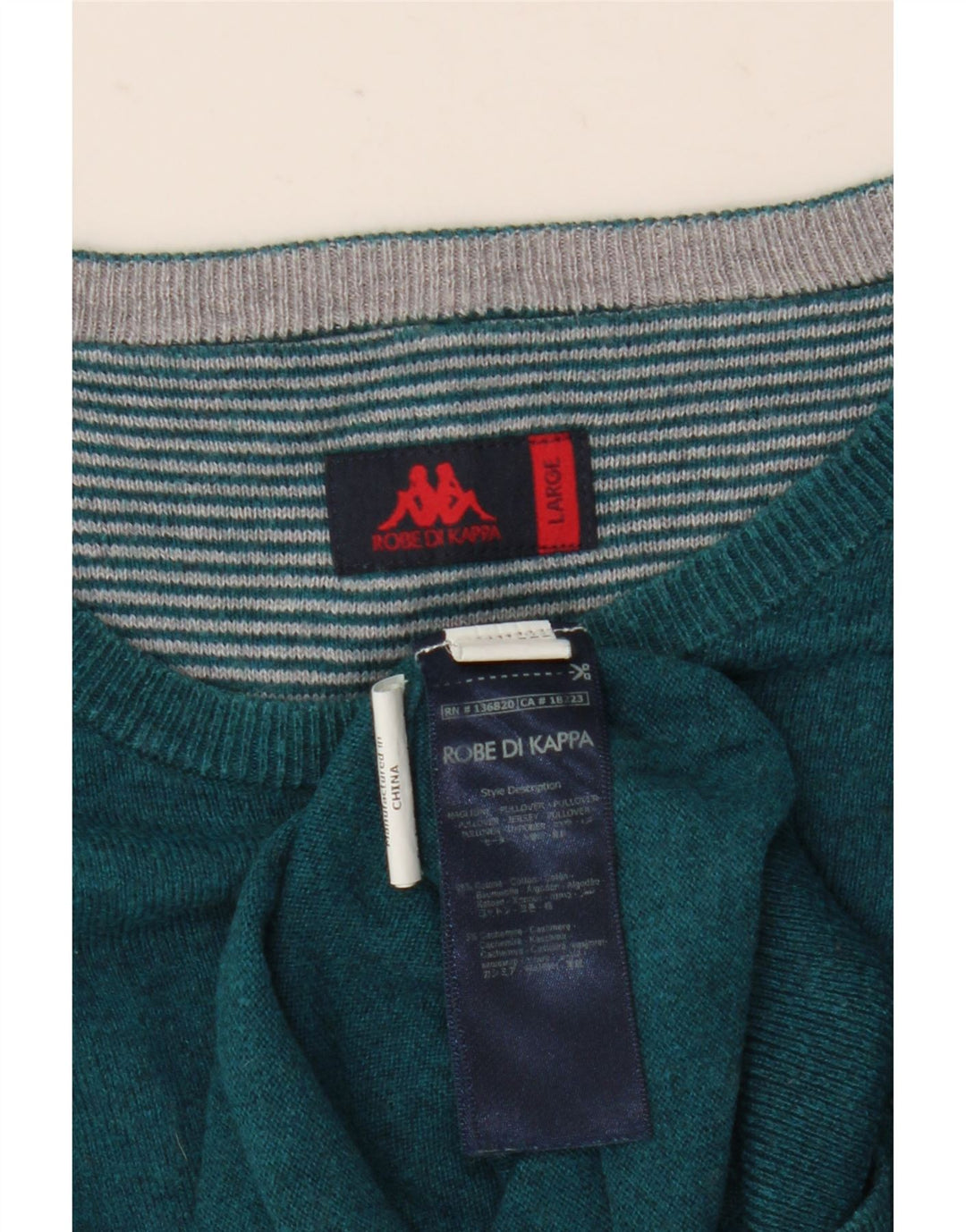 Suéter masculino Kappa com gola canoa grande algodão verde