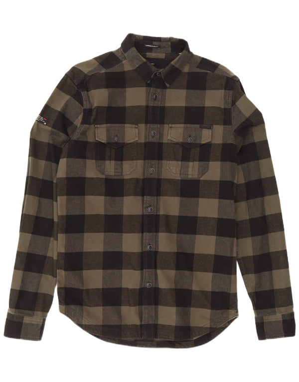Camisa masculina Superdry de flanela Lumberjack médio cáqui algodão guingão