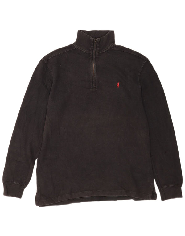 Polo Ralph Lauren masculino com zíper e manga comprida médio preto