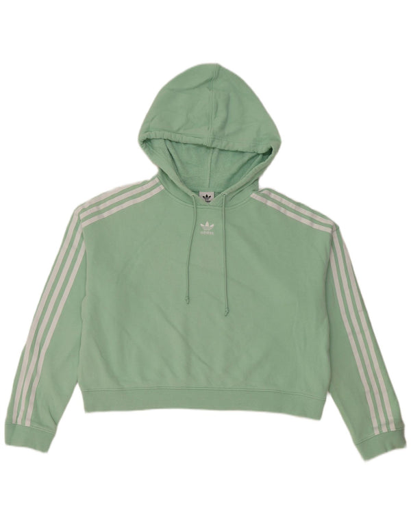 Adidas Womens Crop Oversized Hoodie Jumper Reino Unido 10 Pequeno Algodão Verde