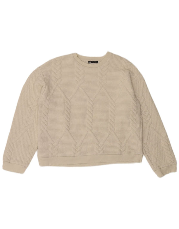 Moletom Zara feminino cropped com ajuste relaxado Reino Unido 14 médio off white