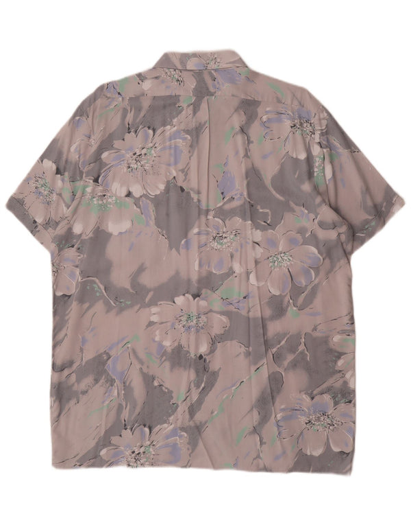 Camisa masculina de manga curta Topstar tamanho 43/44 XL cinza floral viscose