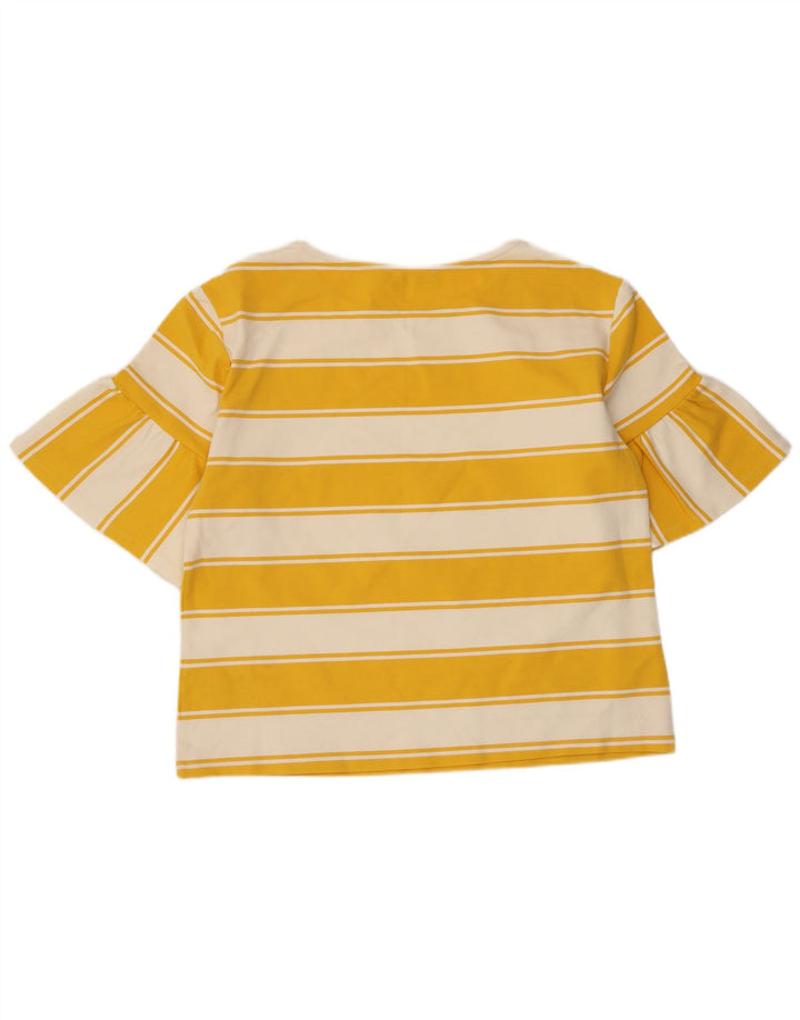 Top curto feminino Marks & Spencer Reino Unido 14 grande algodão listrado amarelo