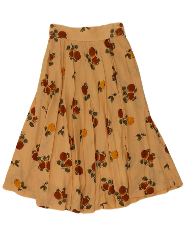 Saia feminina VINTAGE com padrão abstrato plissada em linha A W24 XS bege