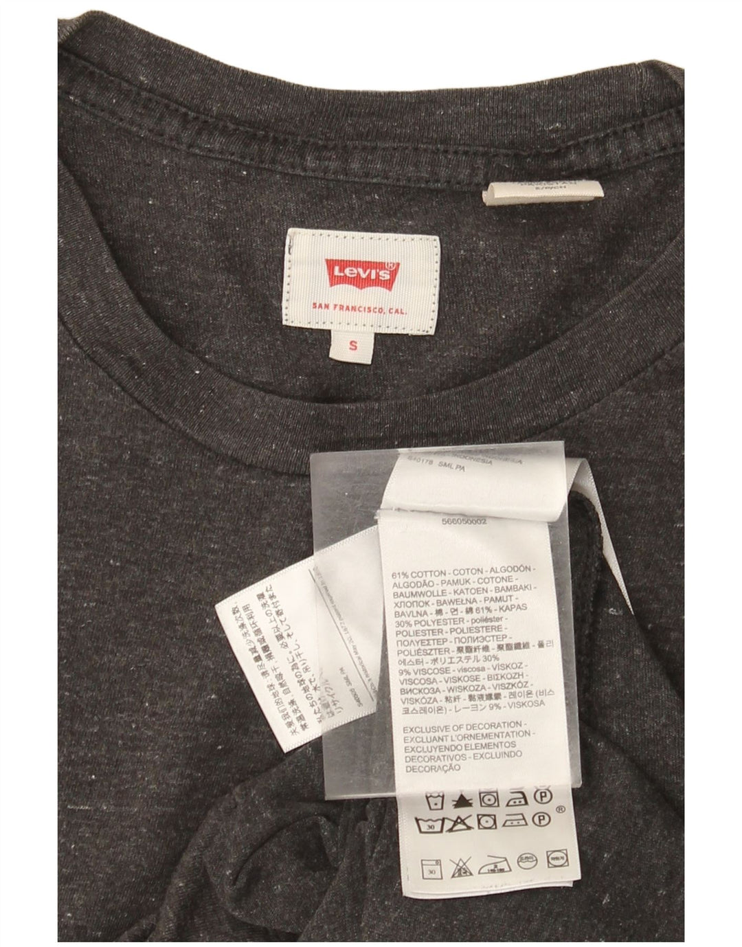 Camiseta masculina Levi's Top pequeno algodão manchado cinza