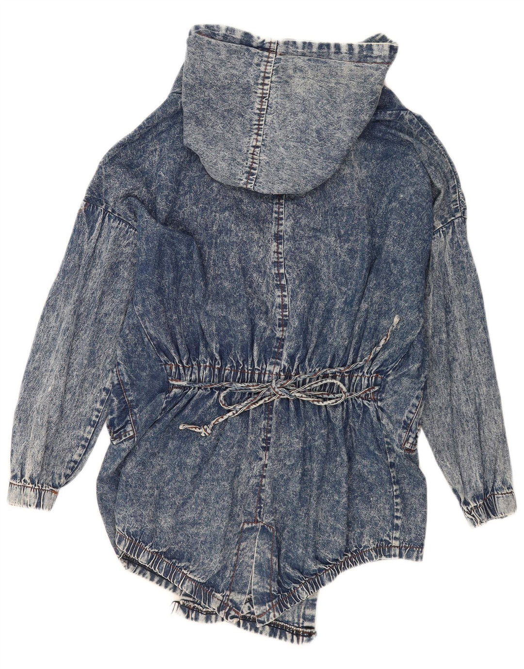 Jaqueta jeans aberta com capuz feminino vintage Reino Unido 16 grande azul