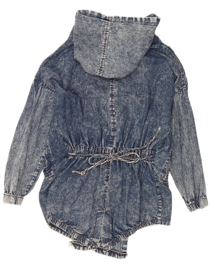Jaqueta jeans aberta com capuz feminino vintage Reino Unido 16 grande azul