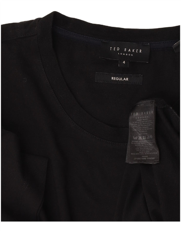 Camiseta masculina regular Ted Baker tamanho superior 4 grande algodão preto