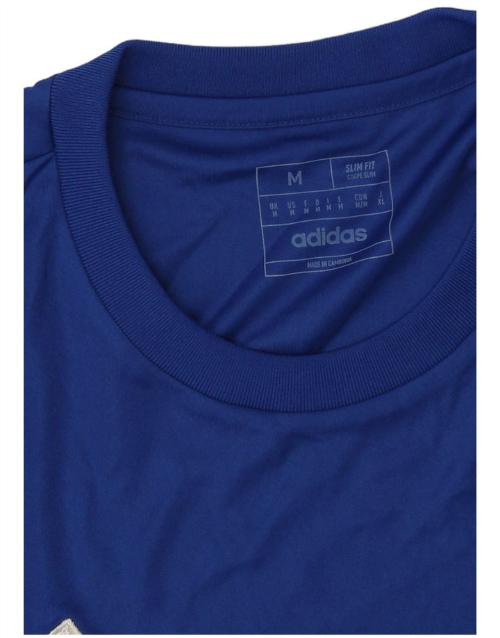 Camiseta Adidas Masculina Aeroready Slim Fit Graphic Top Médio Azul Poliéster