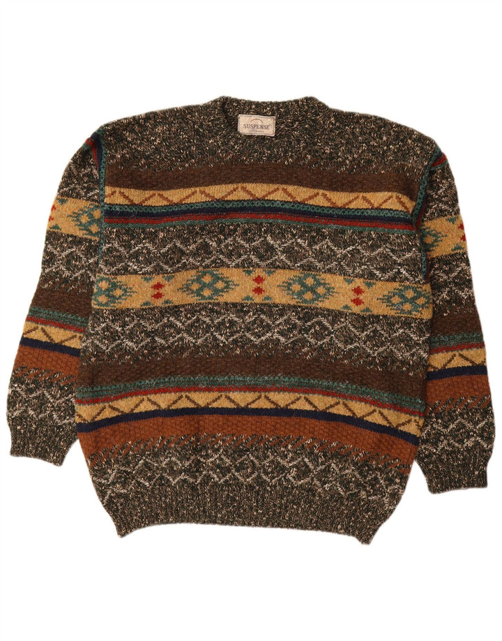 Suspence Suéter masculino com gola redonda IT 50 médio multicolorido Fair Isle