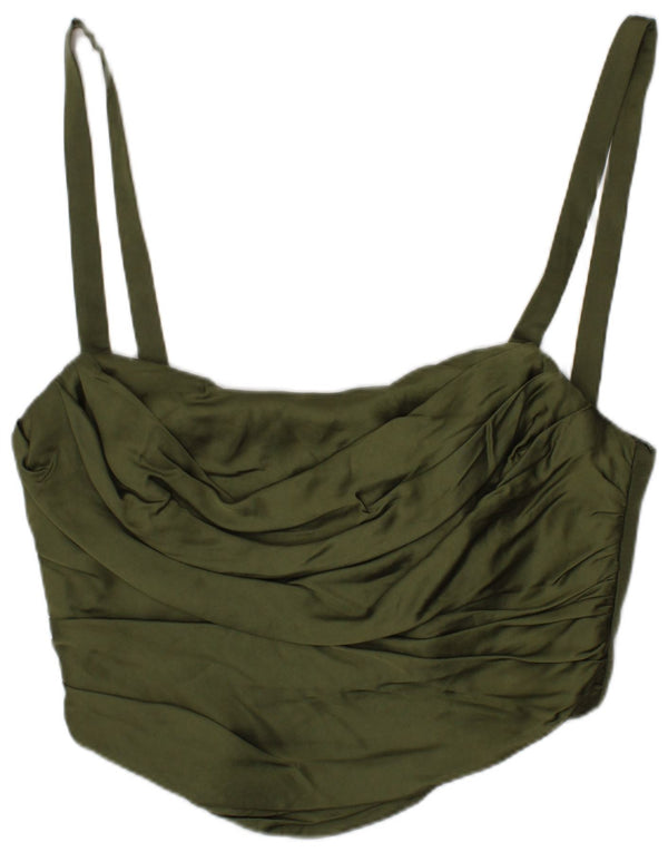Zara Womens Crop Corset Top Pequeno Caqui