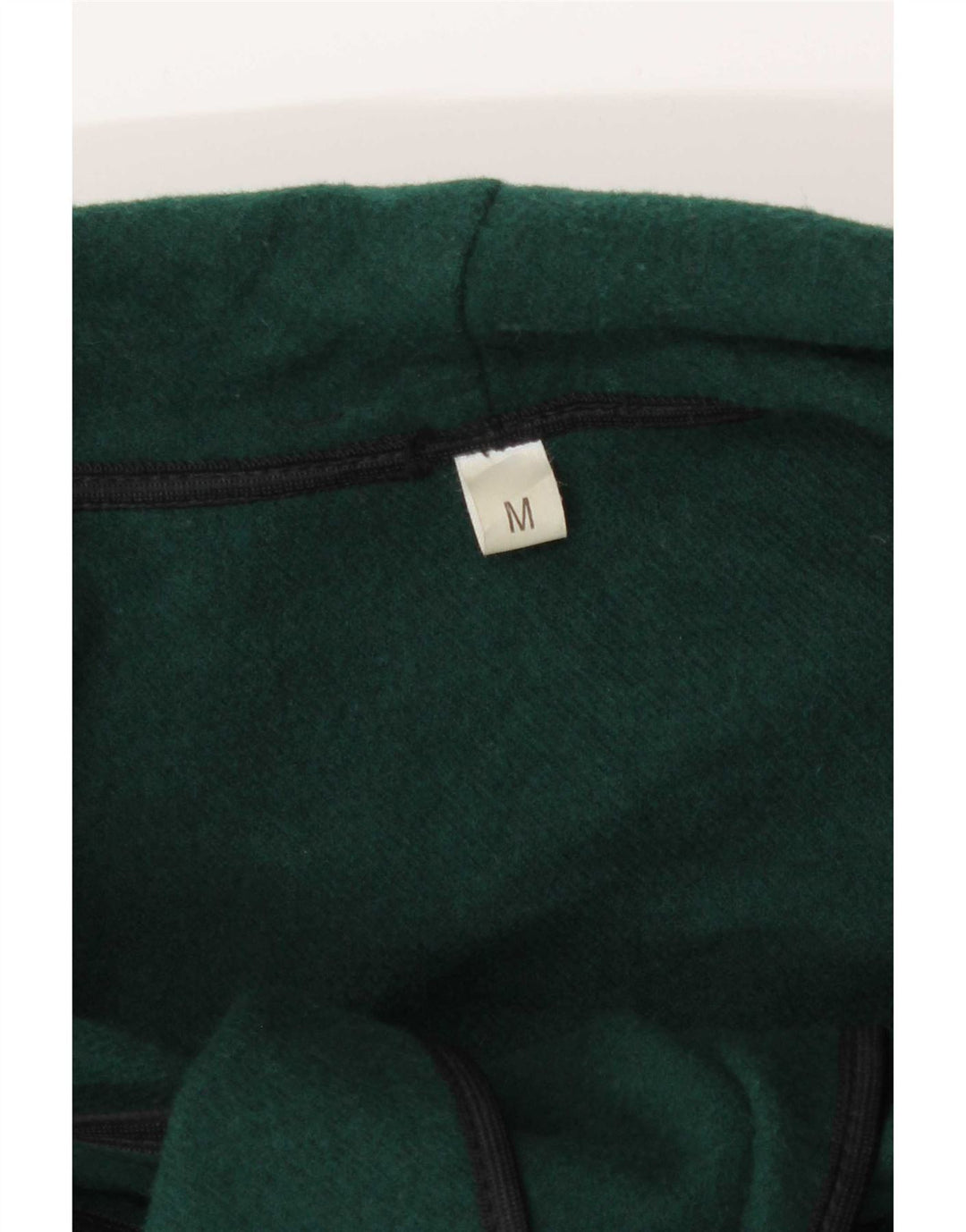 Casaco feminino vintage com amarração frontal e capelete UK 14 verde médio