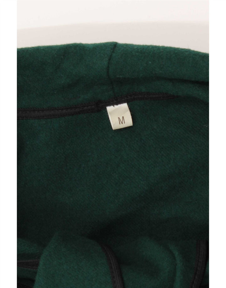 Casaco feminino vintage com amarração frontal e capelete UK 14 verde médio