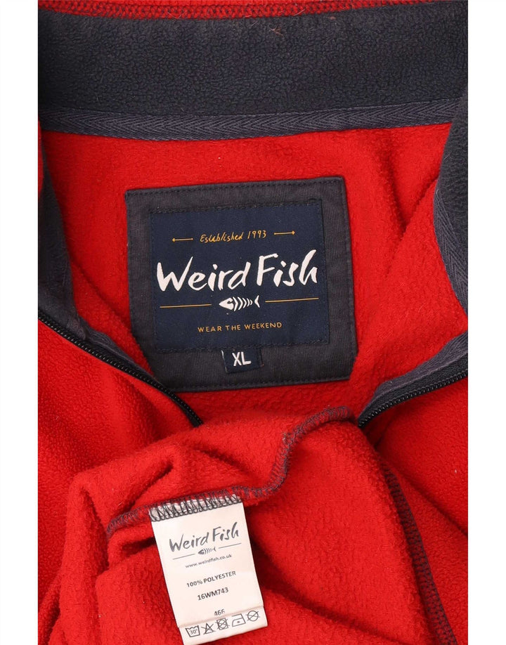 Weird Fish Masculino Zip Neck Fleece Jumper XL Poliéster Vermelho