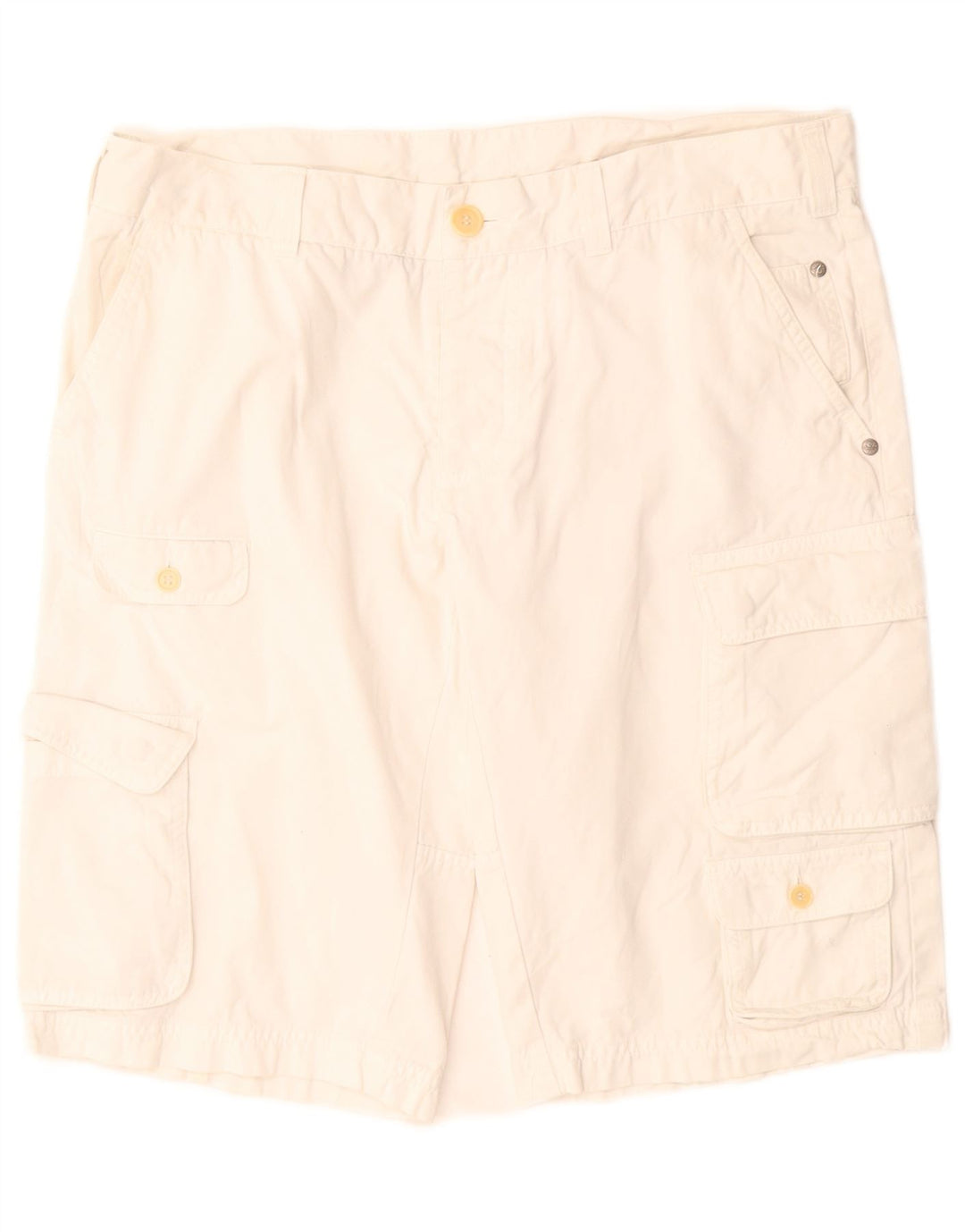 Benetton Mens Cargo Shorts IT 50 Grande W34 Algodão Branco