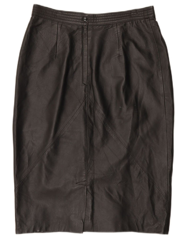 Saia feminina vintage de cintura alta UK 16 grande W30 preta floral