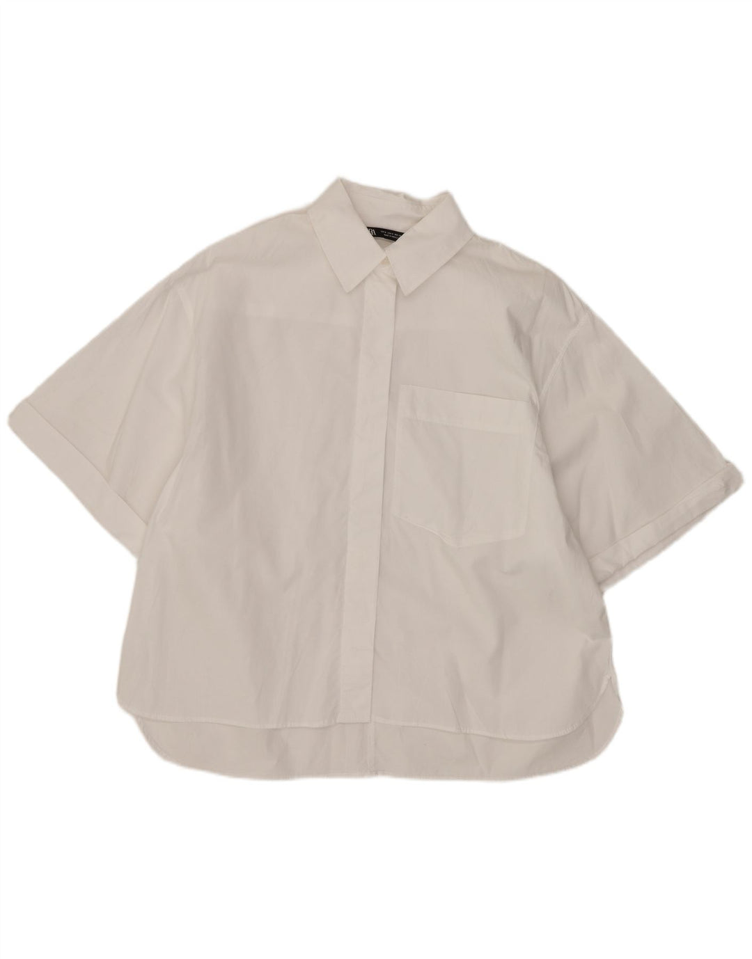 Camisa feminina Zara manga curta grande tamanho UK 10 pequena branca