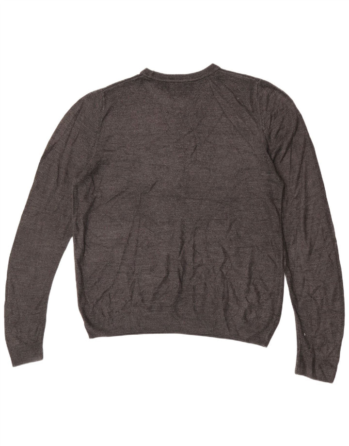 Suéter masculino Marks & Spencer com gola redonda grande acrílico cinza