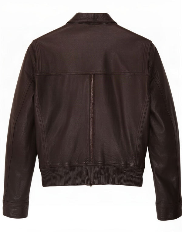Jaqueta de couro feminina vintage IT 52 2XL marrom