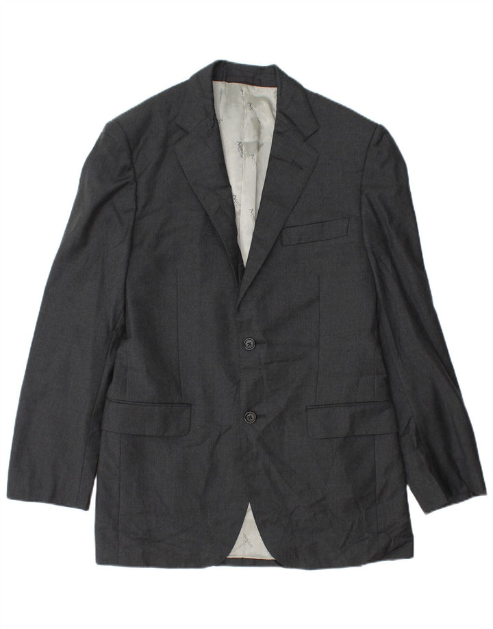 Aquascutum Jaqueta Blazer Masculina com 2 Botões Reino Unido 36 Pequena Lã Cinza