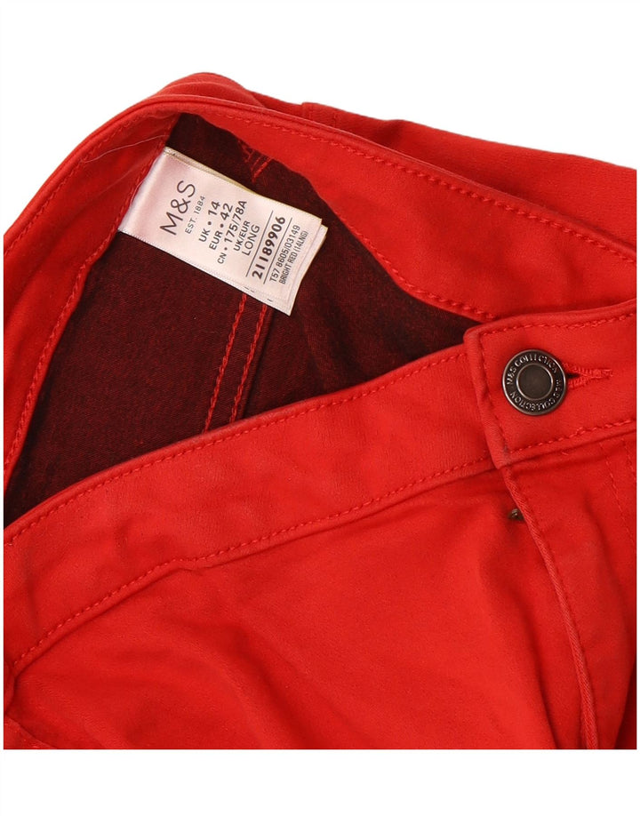 Calça casual feminina Marks & Spencer UK 14 médio W30 L31 vermelha