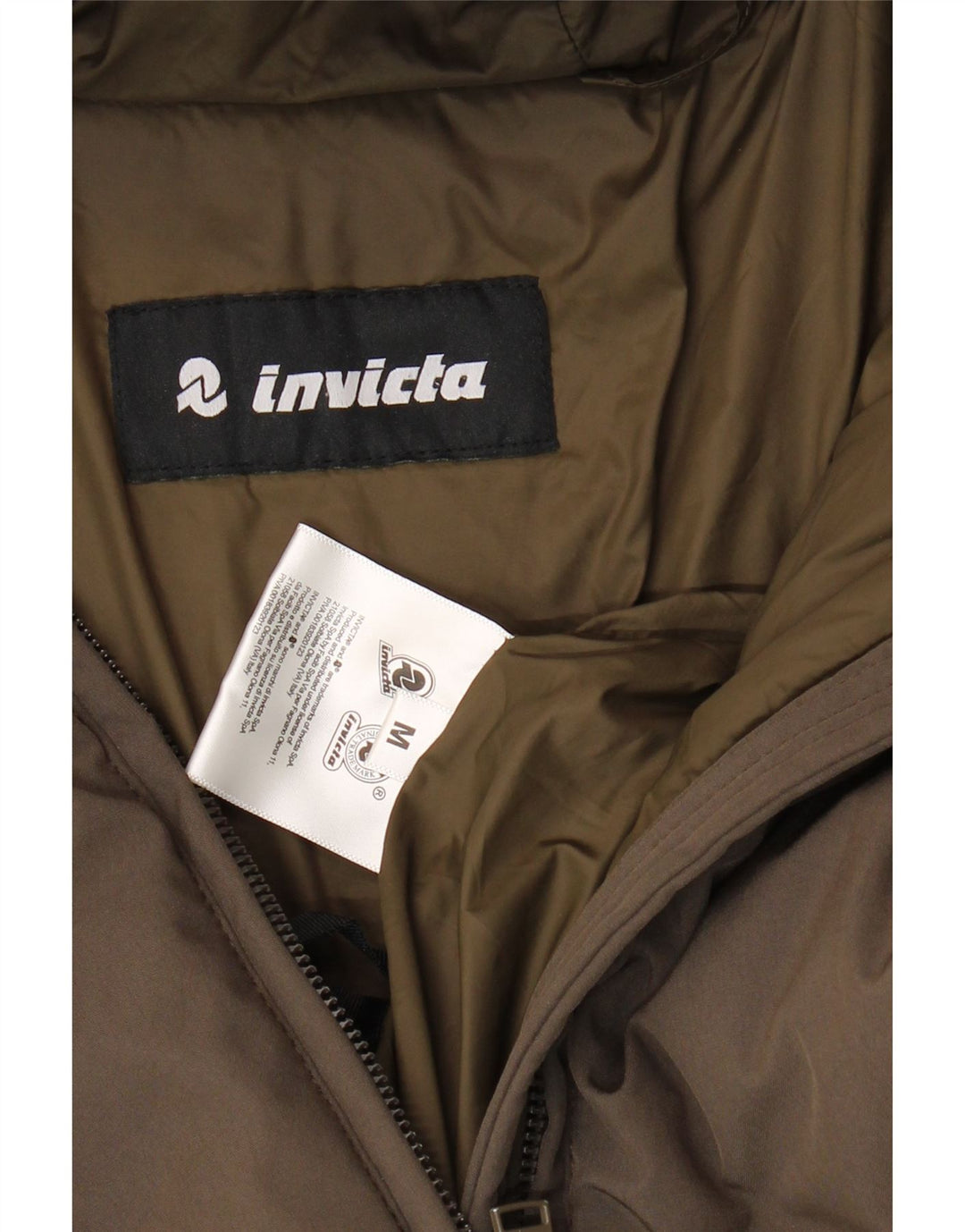 Jaqueta feminina acolchoada com capuz Invicta UK 14 bloco colorido marrom médio