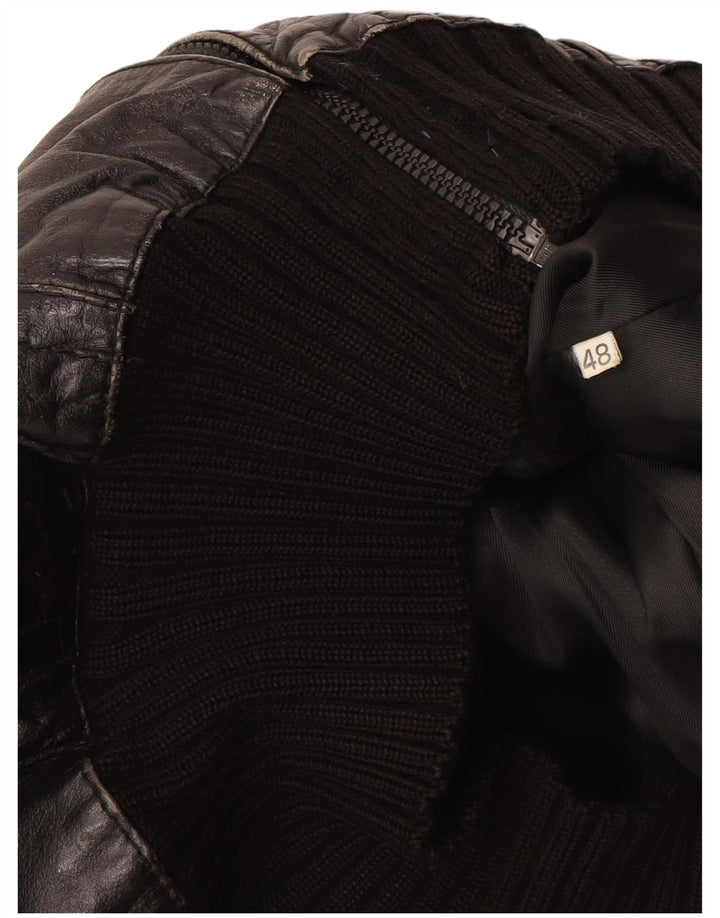 Casaco de pele vintage para menina 11-12 anos XL preto