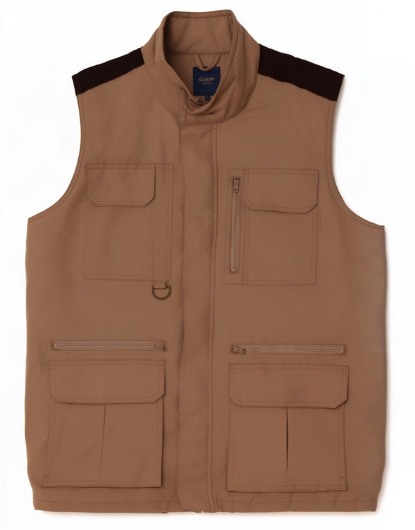 Cotton Traders Masculino Utility Gilet UK 40 Grande Poliéster Colourblock Bege