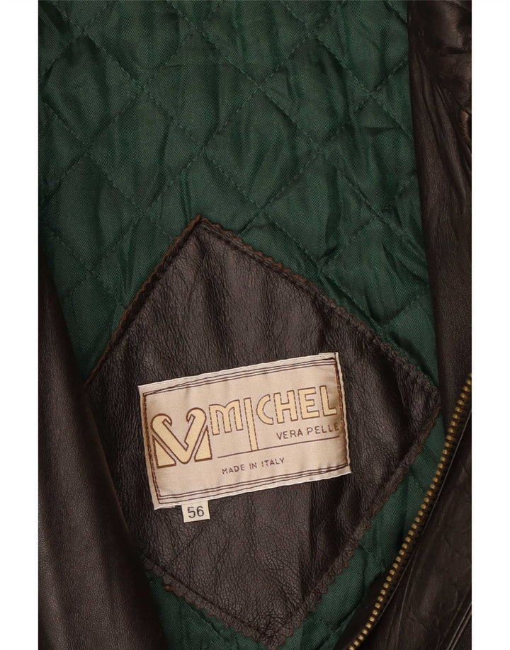 Jaqueta de couro masculina vintage IT 56 3XL marrom