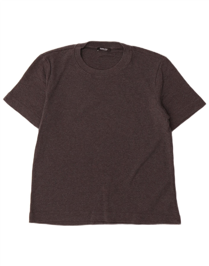 Camiseta feminina Massimo Dutti Top UK 10 pequeno algodão cinza