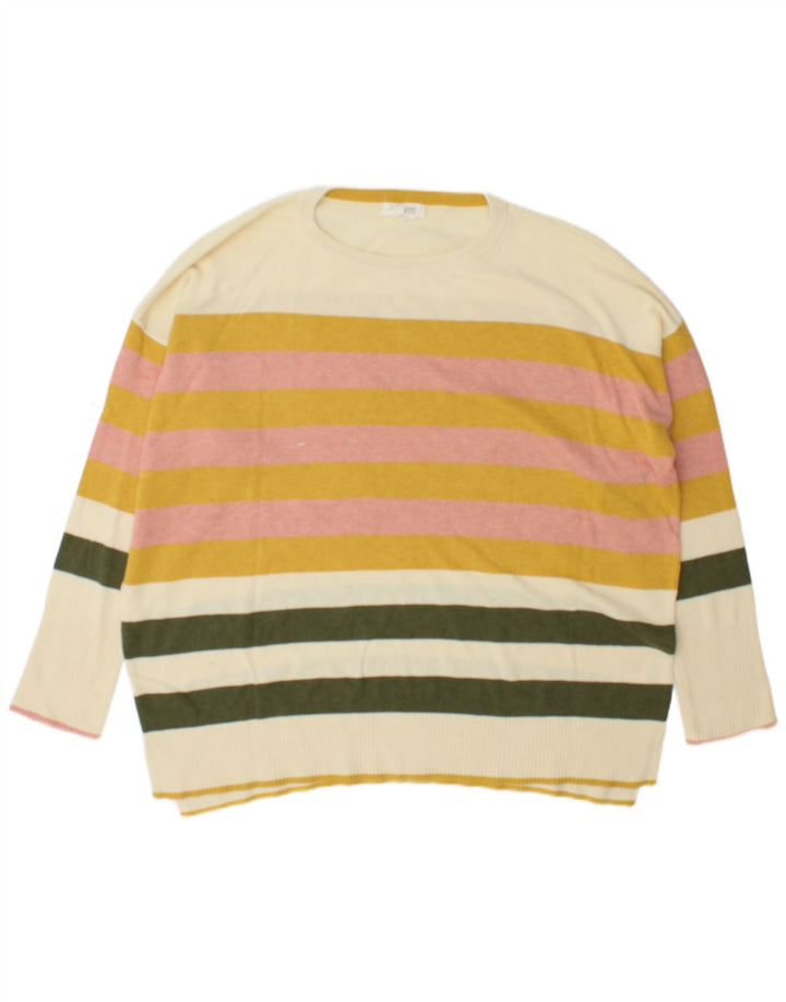 Suéter feminino com gola redonda White Stuff Reino Unido 22 3XL listrado multicolorido