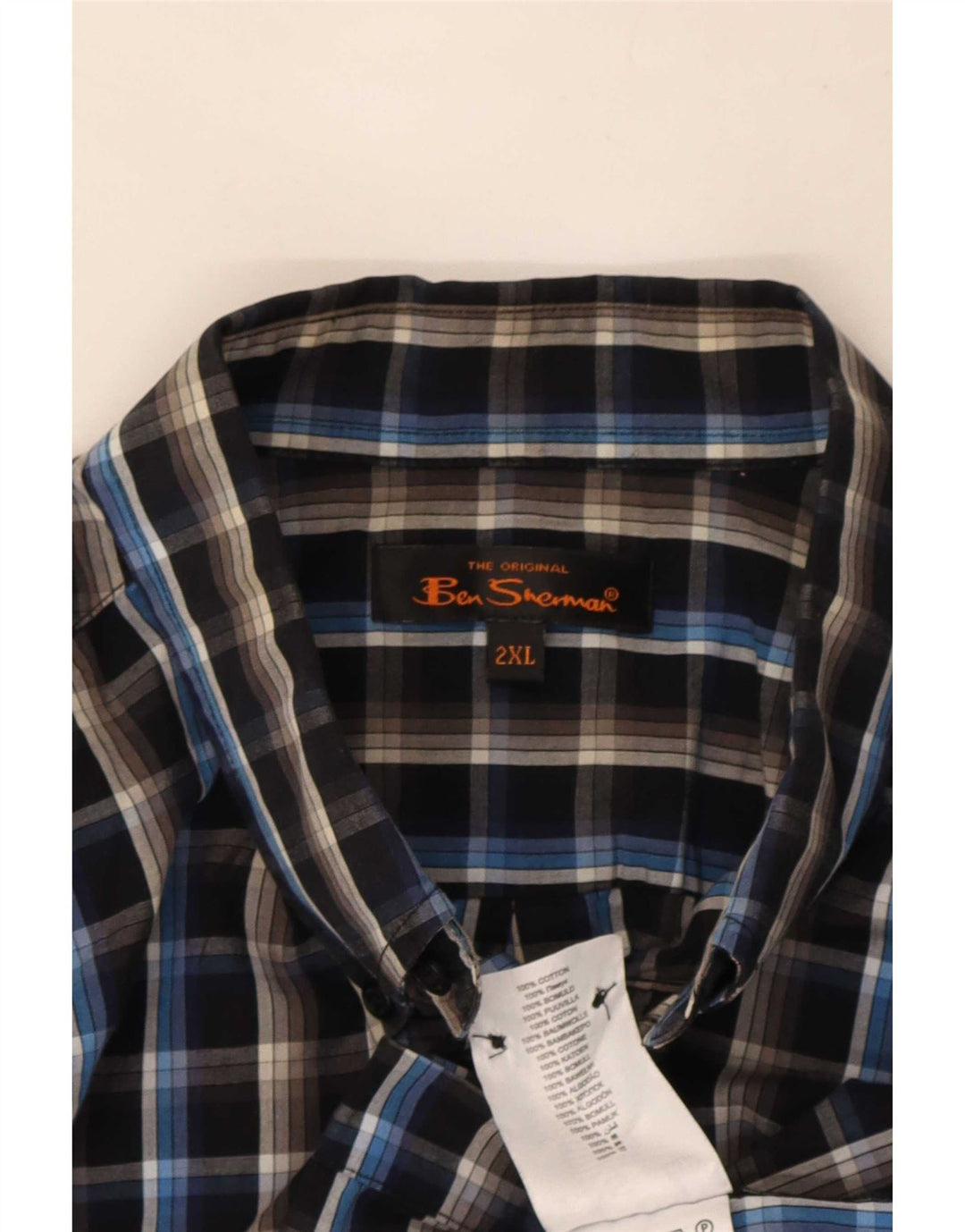 Camisa masculina Ben Sherman 2XL algodão xadrez preto