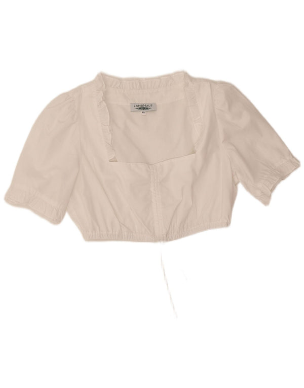 Top curto feminino Landhaus EU 40 poliéster branco médio