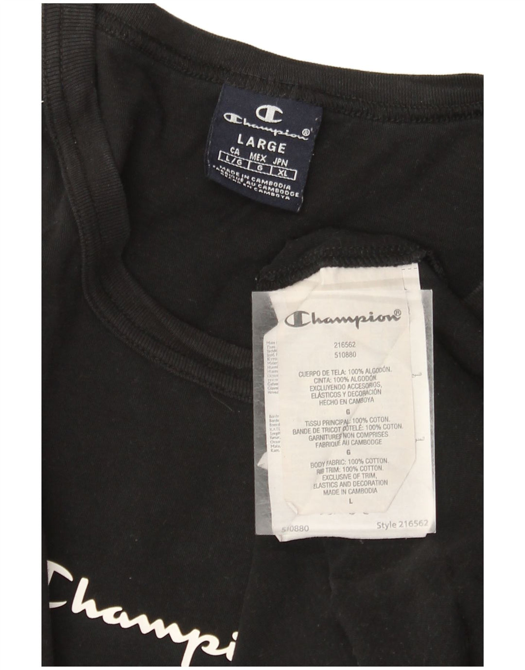 Camiseta masculina estampada Champion grande algodão preto