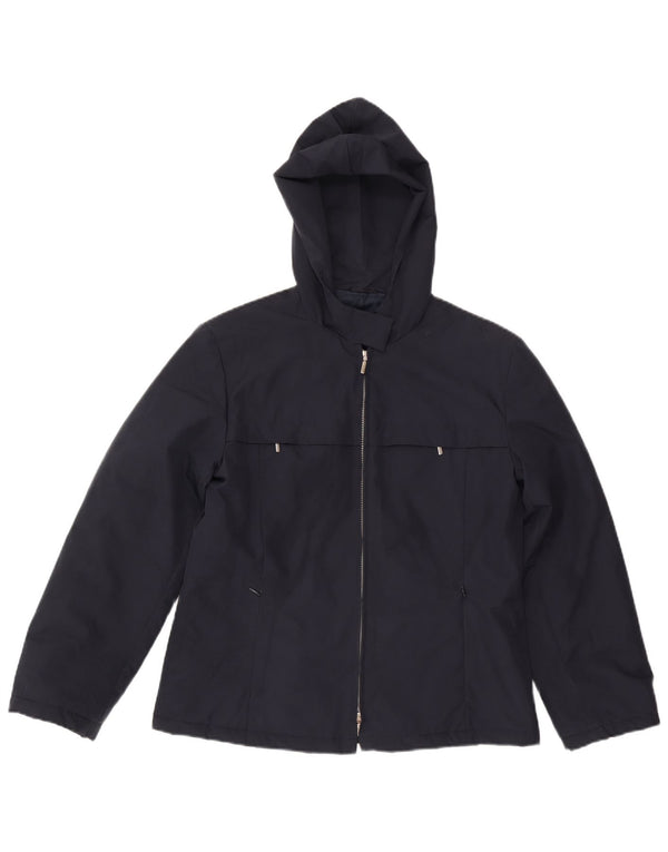 Jaqueta corta-vento feminina Marella com capuz UK 12 poliéster azul marinho médio