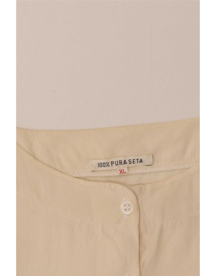Blusa feminina vintage UK 18 XL seda bege