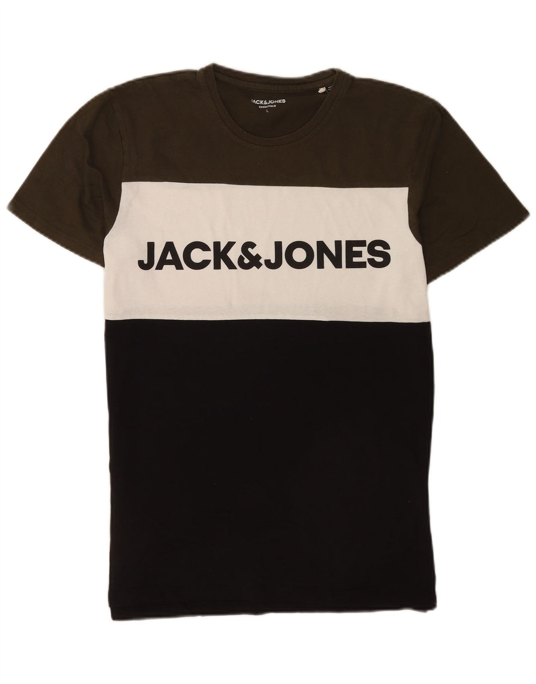 Camiseta gráfica masculina Jack & Jones Top grande bloco colorido multicolorido
