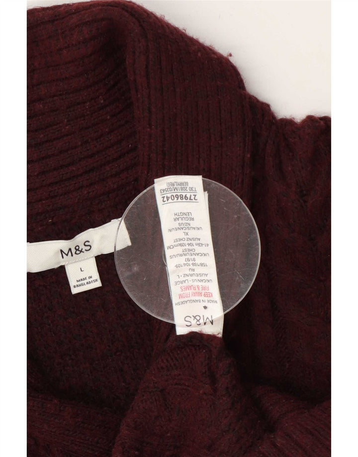 Suéter cardigã masculino Marks & Spencer grande poliéster cor de vinho