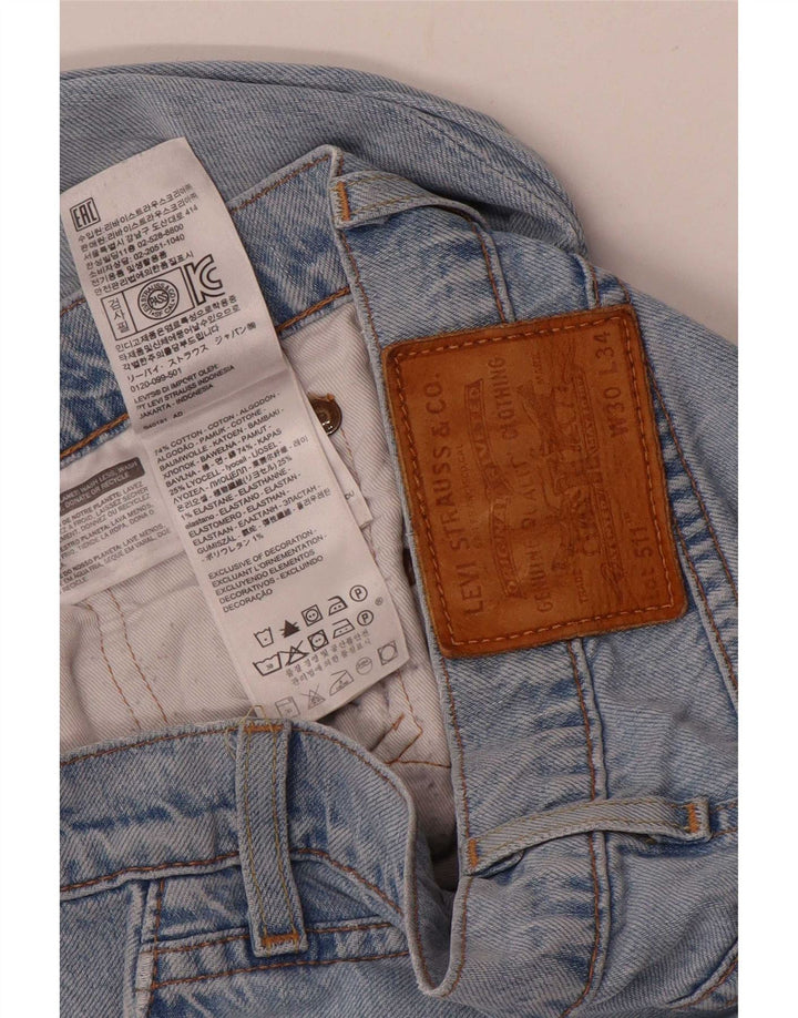 Levi's Masculino 511 Distressed Slim Jeans W30 L34 Azul Algodão