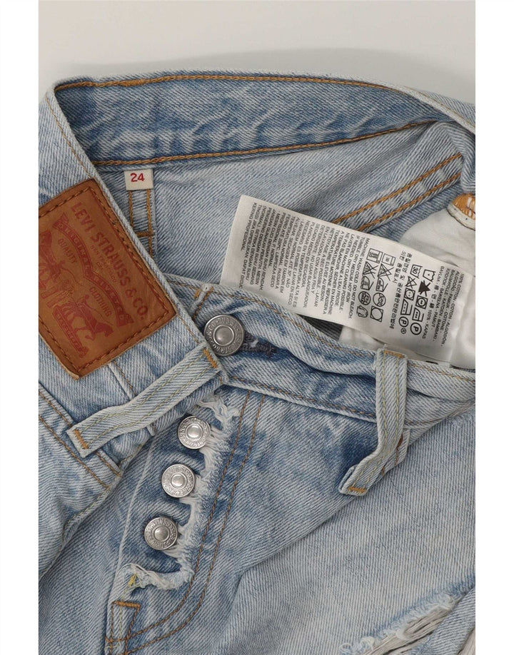 Shorts jeans feminino Levi's desgastado W24 XS azul algodão