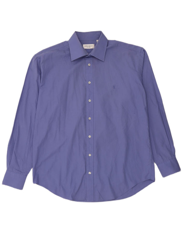 Camisa masculina Yves Saint Laurent tamanho 42 16 1/2 grande algodão azul