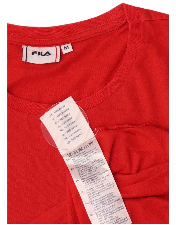 Camiseta masculina Fila Graphic Top médio vermelho algodão colorblock
