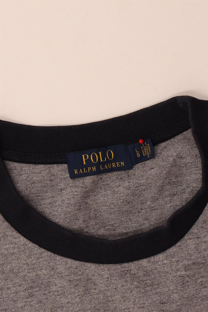 Polo Ralph Lauren moletom masculino jumper grande cinza colorblock poliéster
