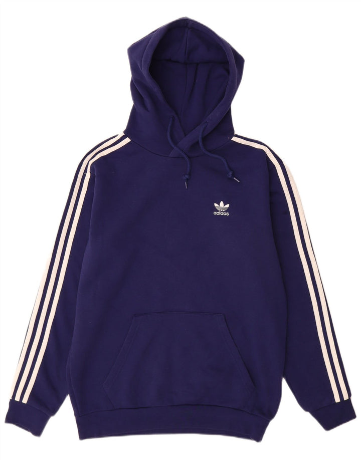 ADIDAS Mens Hoodie Jumper Small Navy Blue Cotton