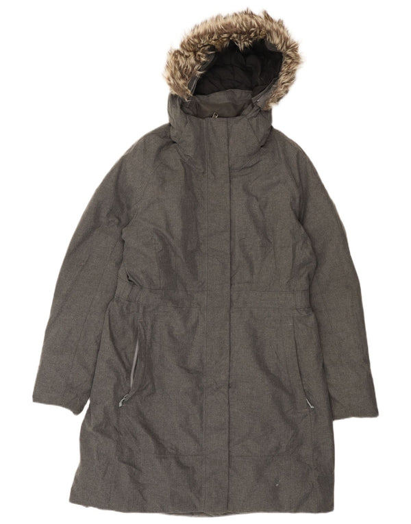 Casaco acolchoado com capuz feminino The North Face UK 16 grande poliéster cinza
