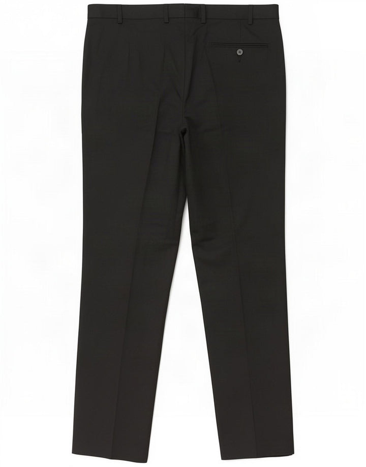 Calça masculina de ajuste regular Marks & Spencer W36 L33 poliéster preto